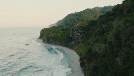 Toma-Aérea-De-Un-Nido-De-Pelícano-En-La-Playa,-Pájaros-Volando,-Colombia,-La-Guajira