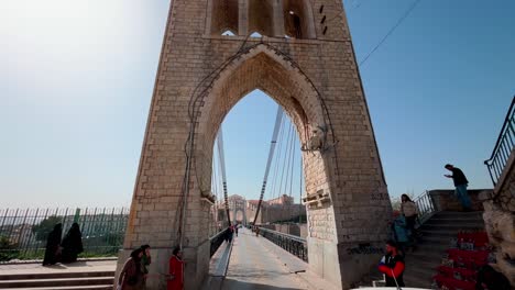 Close-up-shot-of-the-Sidi-M'Cid-Bridge's-architecture,-including-the-delicate-metal-filigree