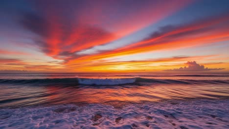 vibrant sunset over ocean waves