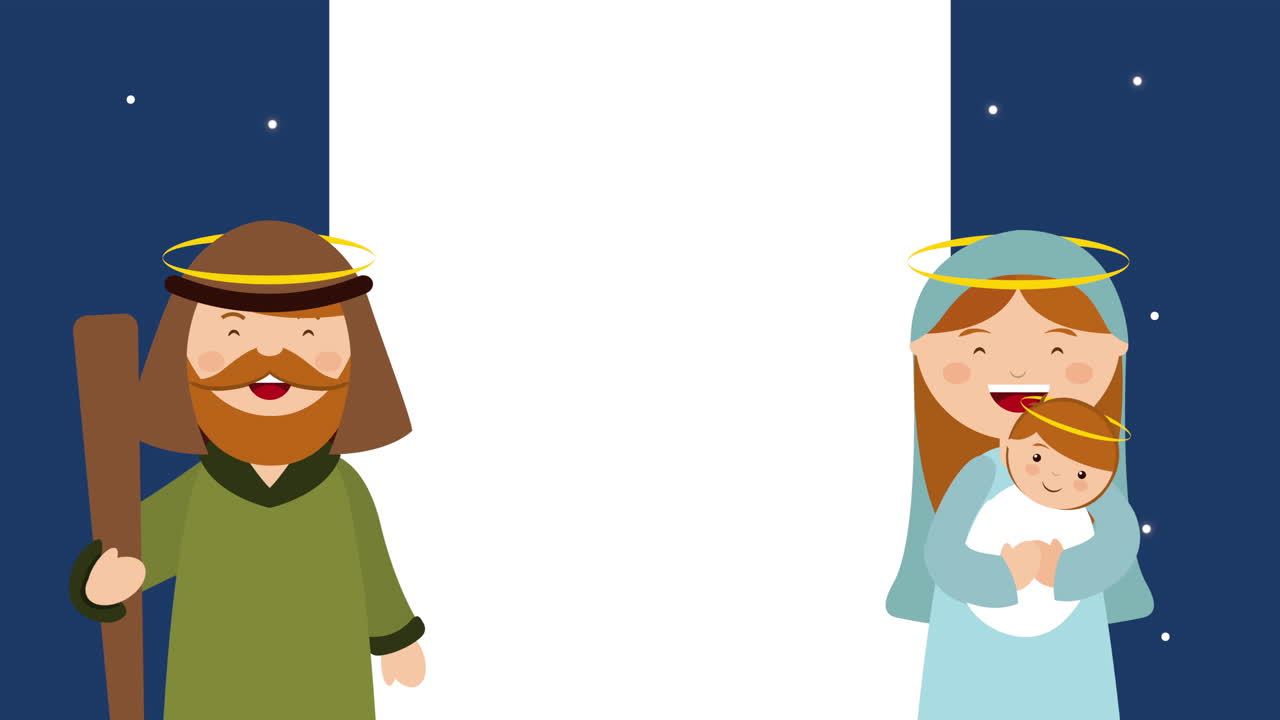 escena del pesebre de felices navidades con la familia de holly