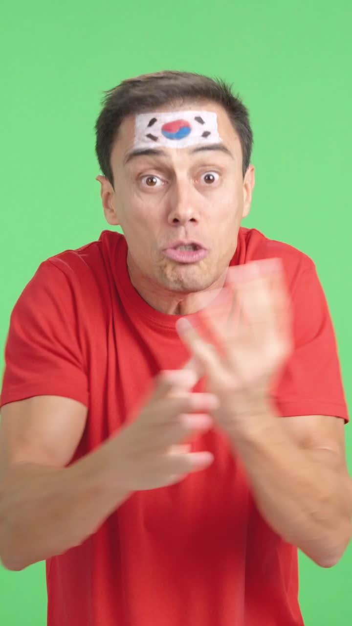 Man Cheering for South Korea, angry with the decision of referee