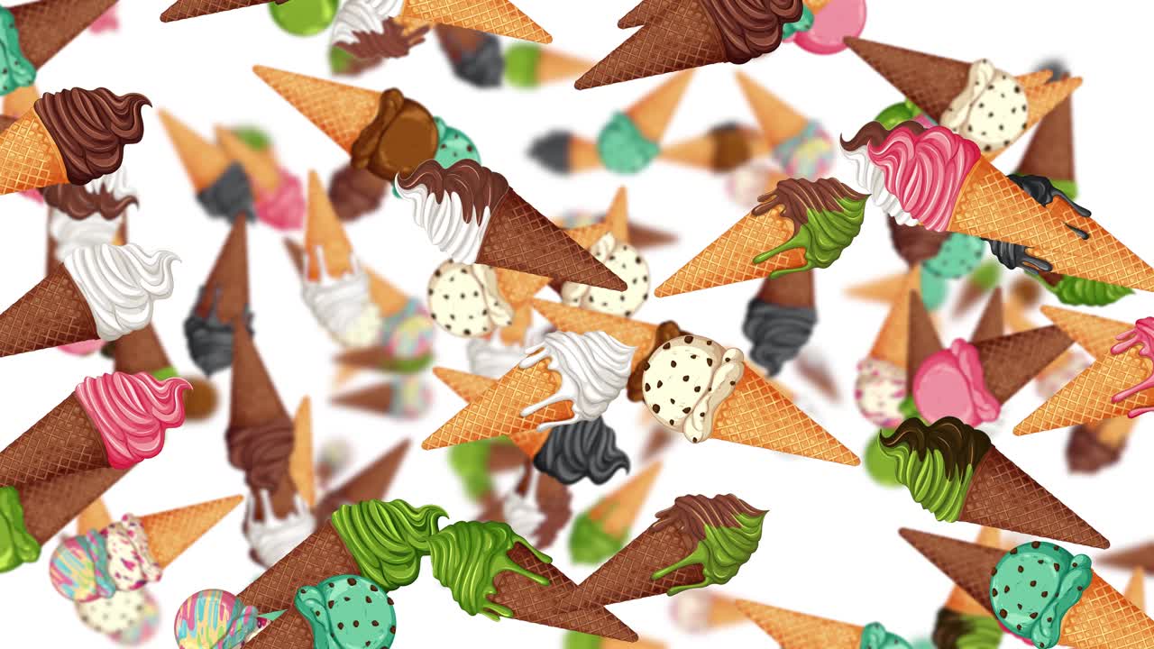 conos de helado vibrantes flotando en el espacio