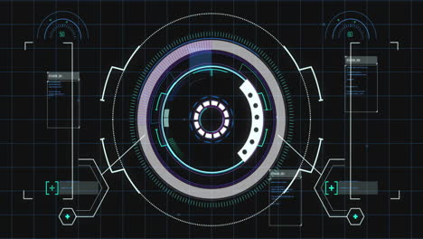 animation of scope scanning with data processing on black background