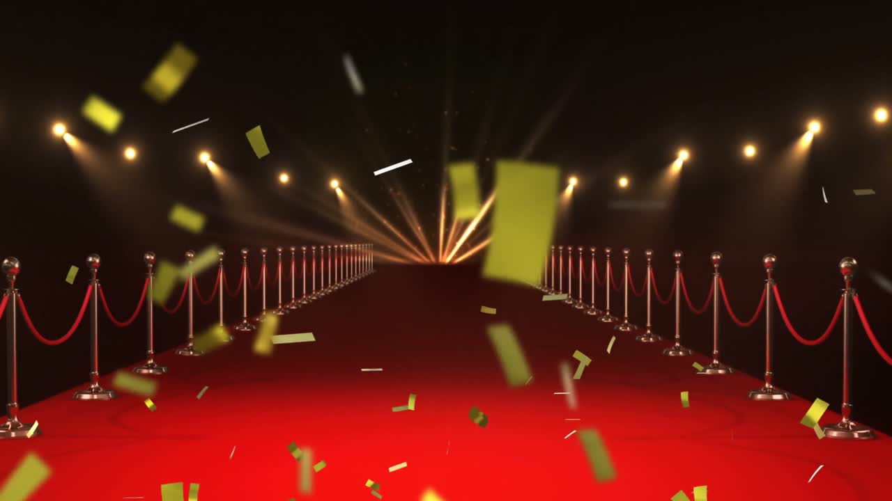 alfombra roja y confeti 4k