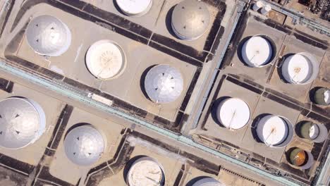 storage tanks and production facilities of an oil refinery, phillips 66 oil refinery in wilmington, ca, united states - aerial top down