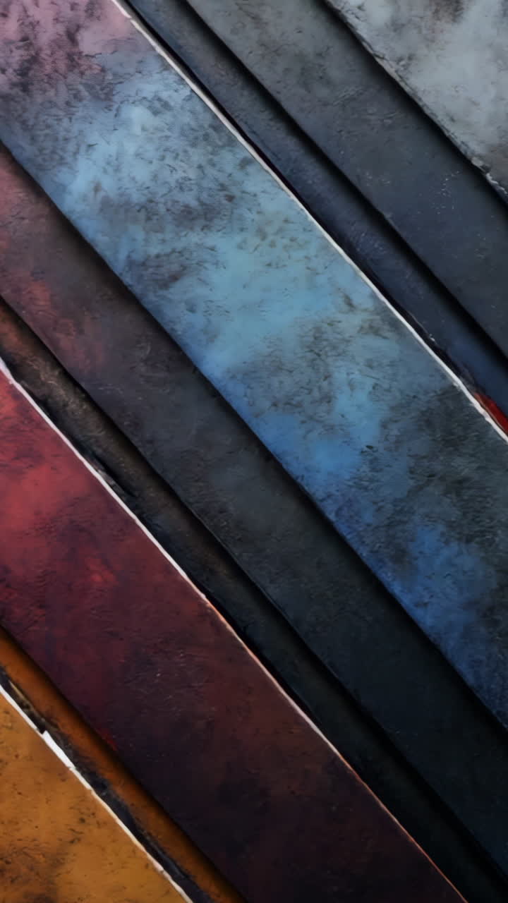 A colorful striped wall with a blue stripe on the left and a red stripe on the right. The stripes are faded and the colors are muted