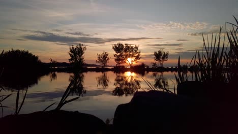 a boy walks in the sunset at lake balaton