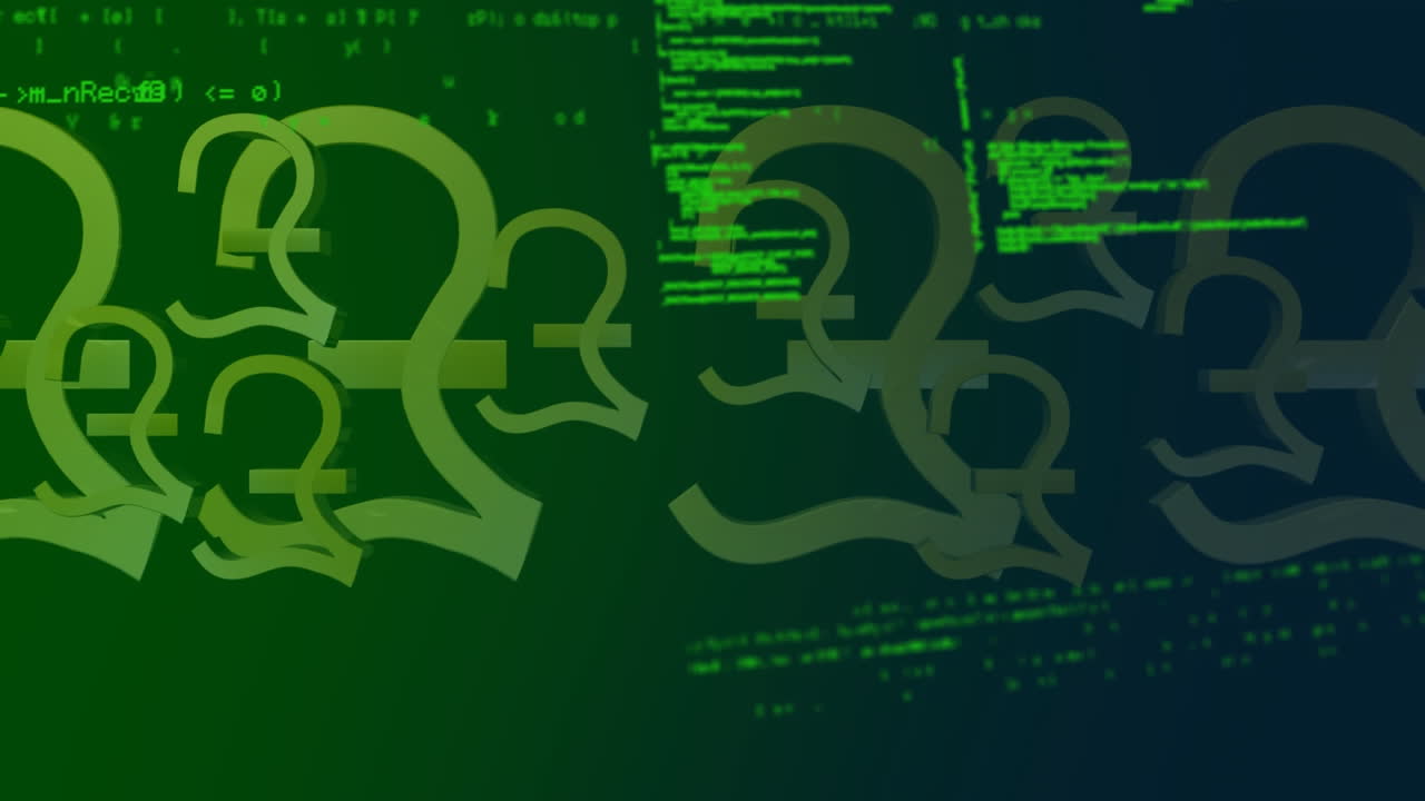 procesamiento de datos contra los símbolos del euro en movimiento