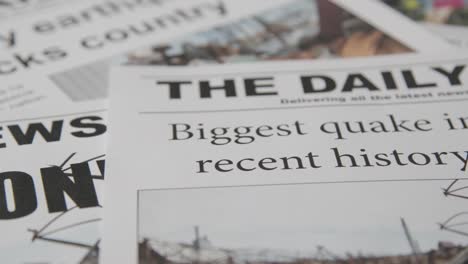 titular de periódico con la devastación causada por el desastre del terremoto 5