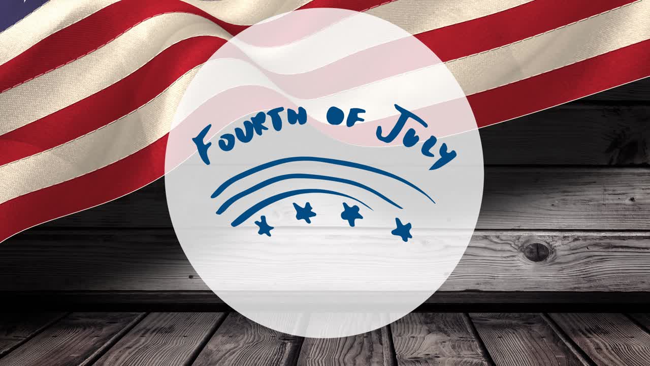 Animation of fourth of july text over american flag