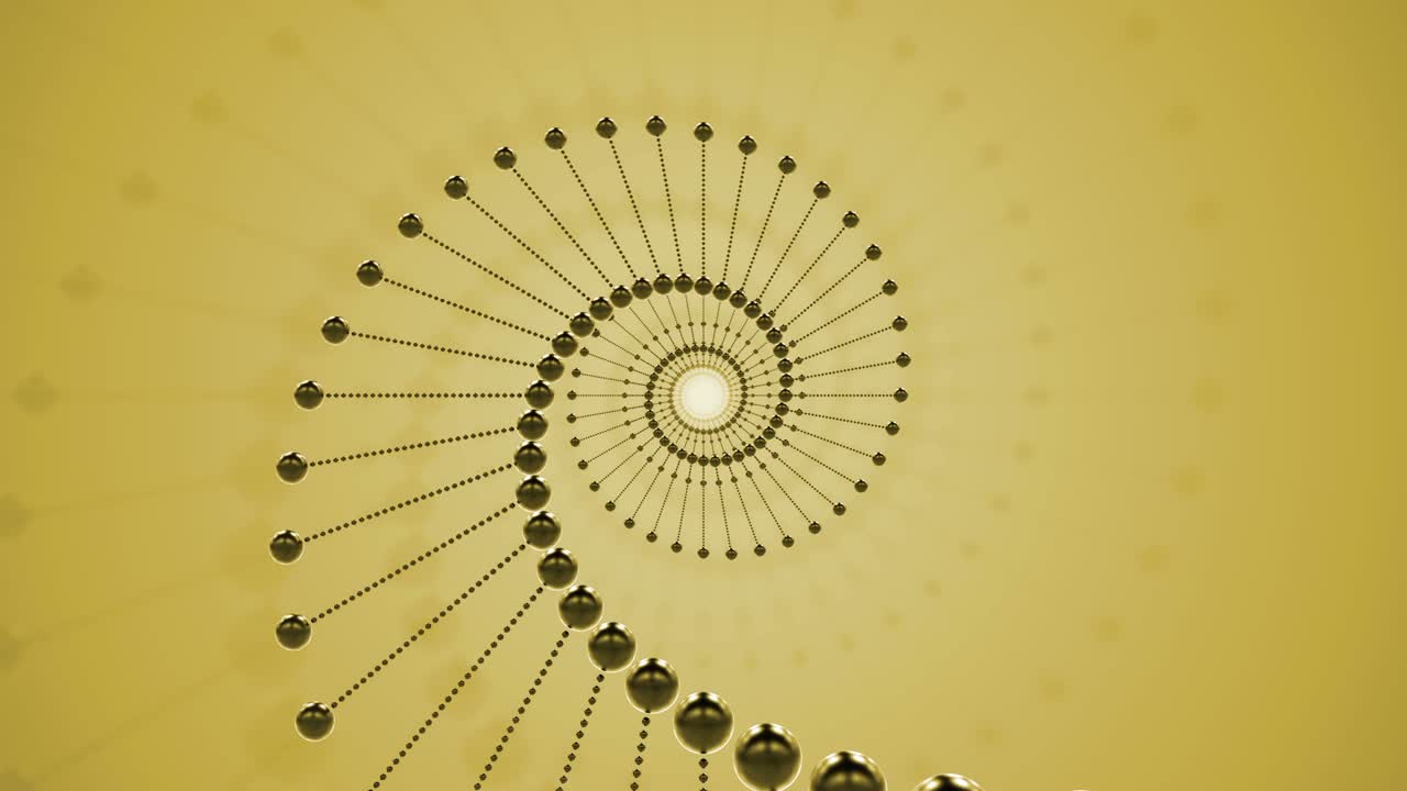 concepto médico moderno. moléculas de adn en fondo amarillo