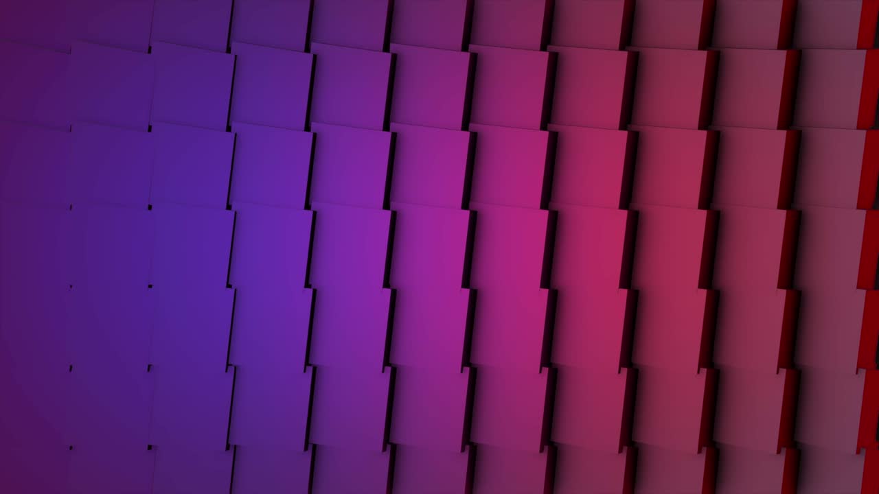 cubos coloridos bucle sin costuras. cubos abstractos fondo movimiento aleatorio, animación 3d loopable. violeta y rosa