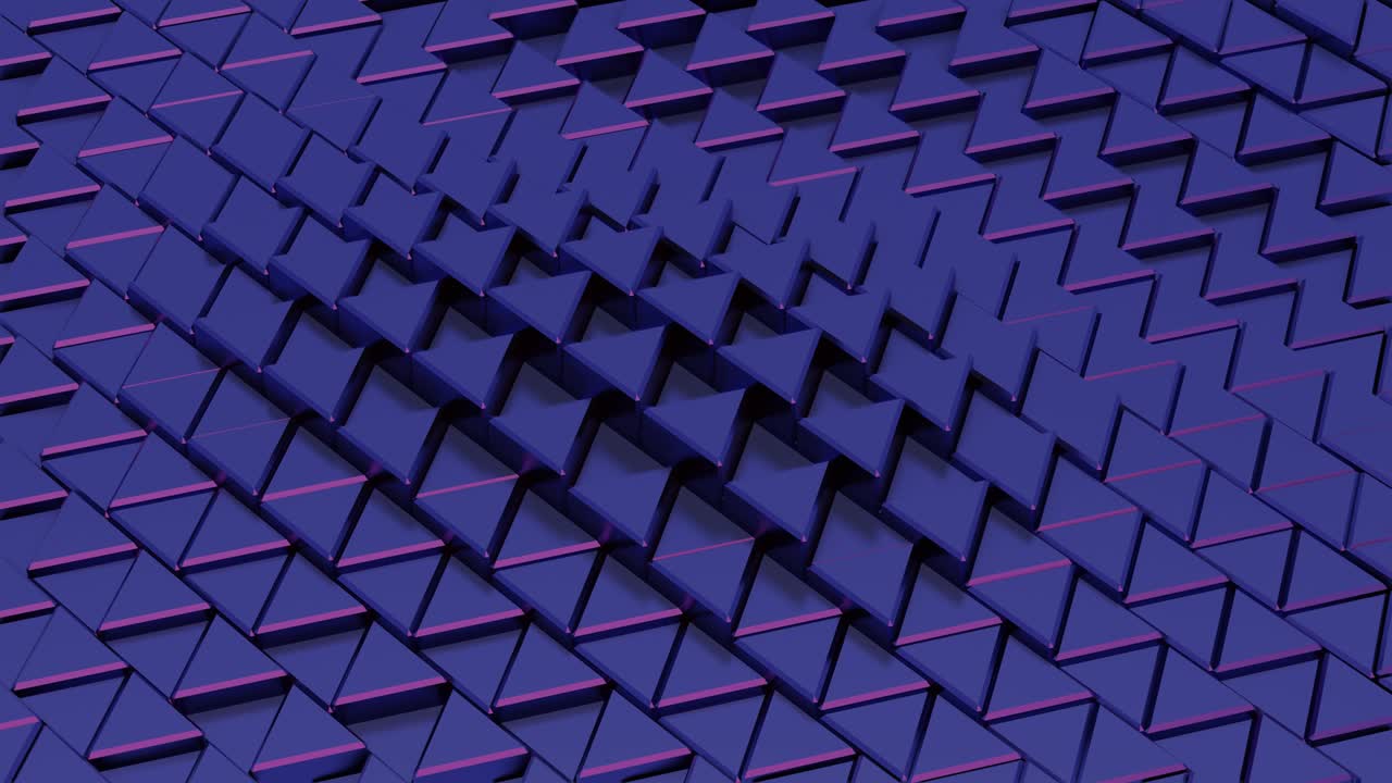 Abstract animated 3d background with very peri violet triangular elements. Motion graphic background in a 3d design