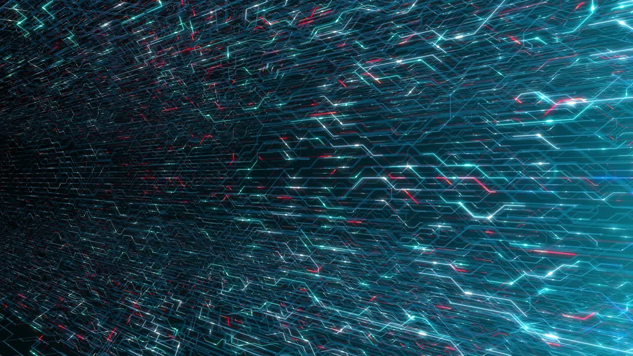 4K seamless loop abstract futuristic electronic circuit board.