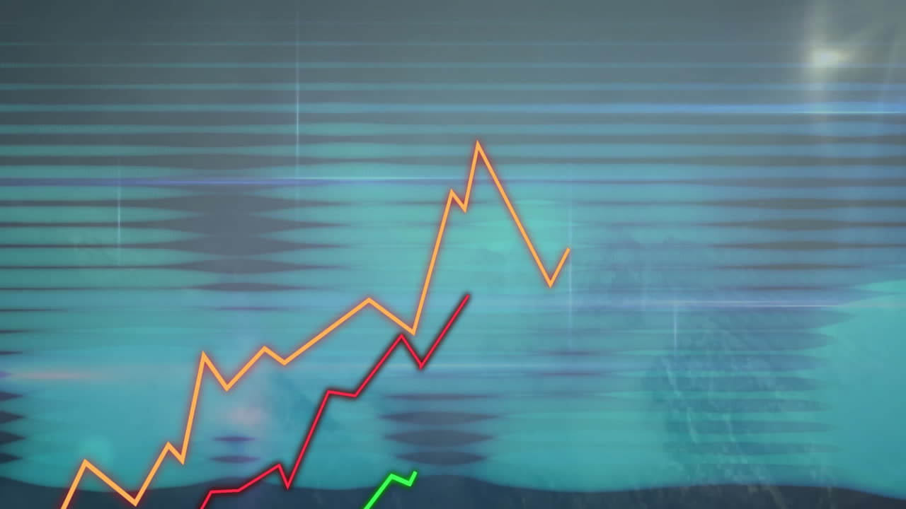 Animation of data processing over glowing lights