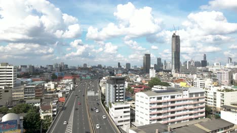 aerial skyline view of bangkok over the highway in the city center thailand urban downtown