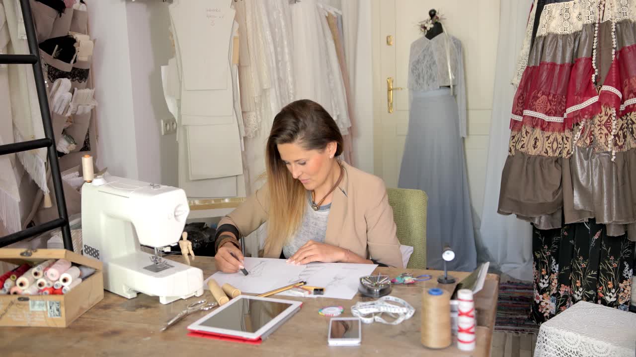 modista en proceso de trabajo