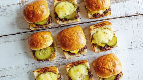 los mini sliders de la hamburguesa con queso