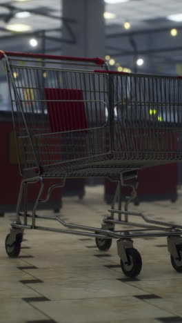 un carrito de compras vacío en una tienda de comestibles