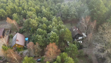 aerial top down shot of scenic cottage during holidays in poland