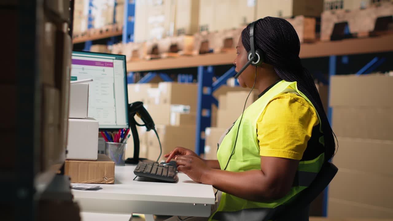 Vertical Video Customer support employee handles e-commerce order issues on a call