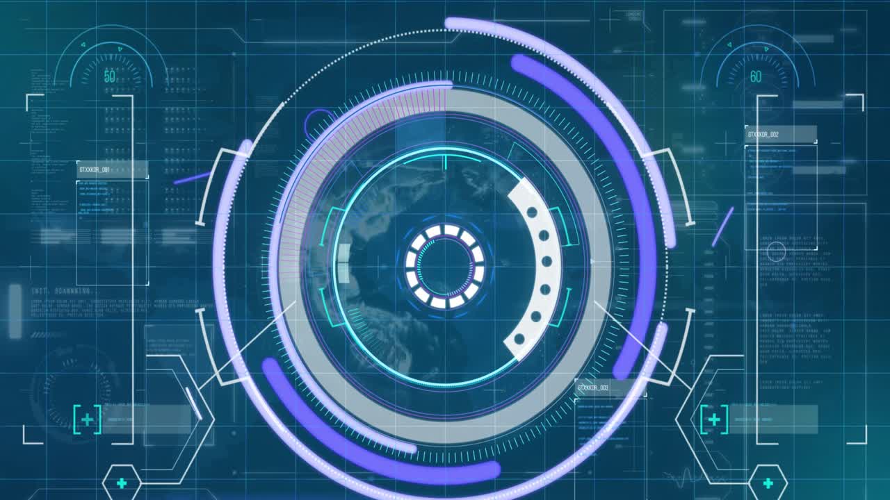 animación de un reactor de arco sobre barras de carga sobre globos giratorios contra un fondo abstracto