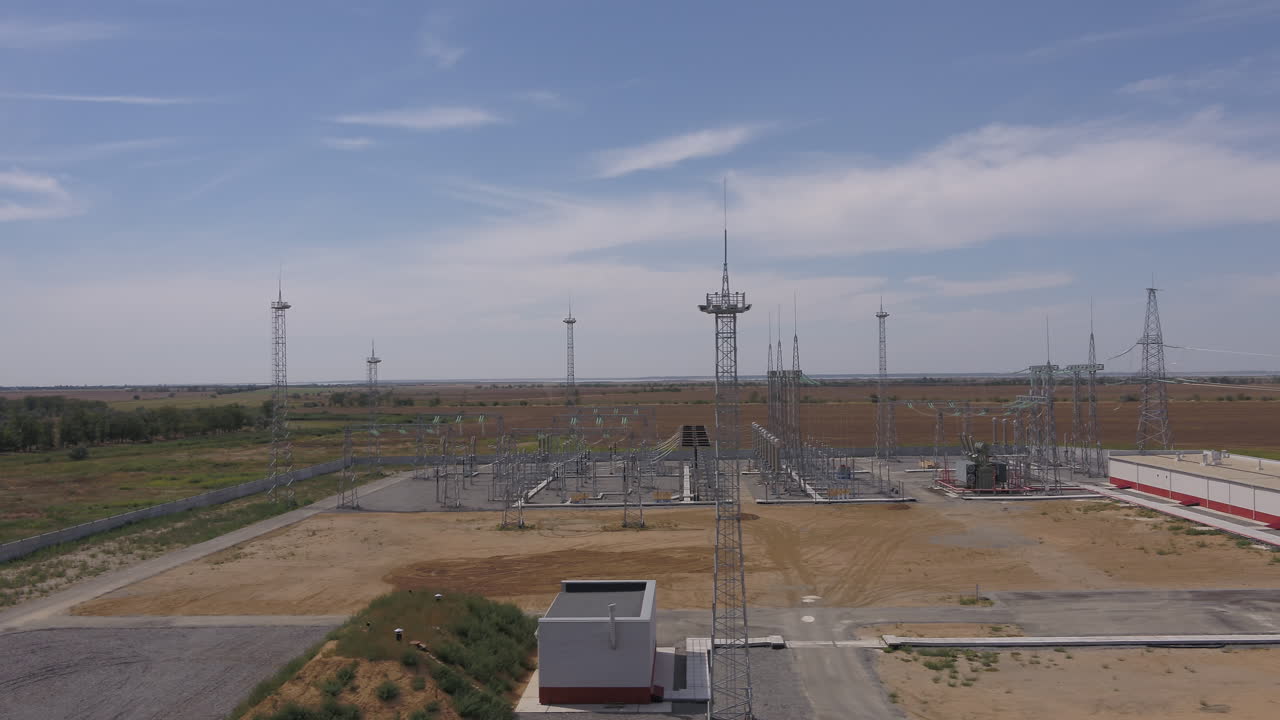 Aerial View of a Power Substation