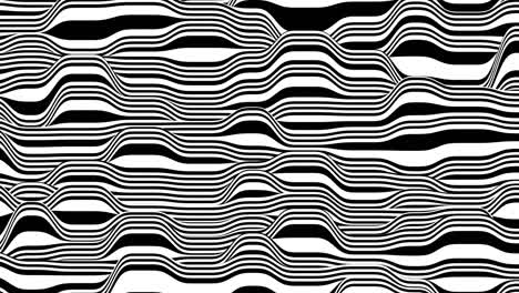 black and white lines horizontal motion background. computer generated loop animation. 3d rendering.