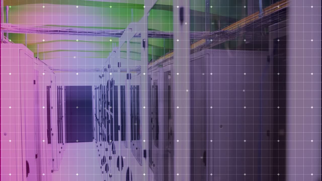 Animation of dots moving over servers