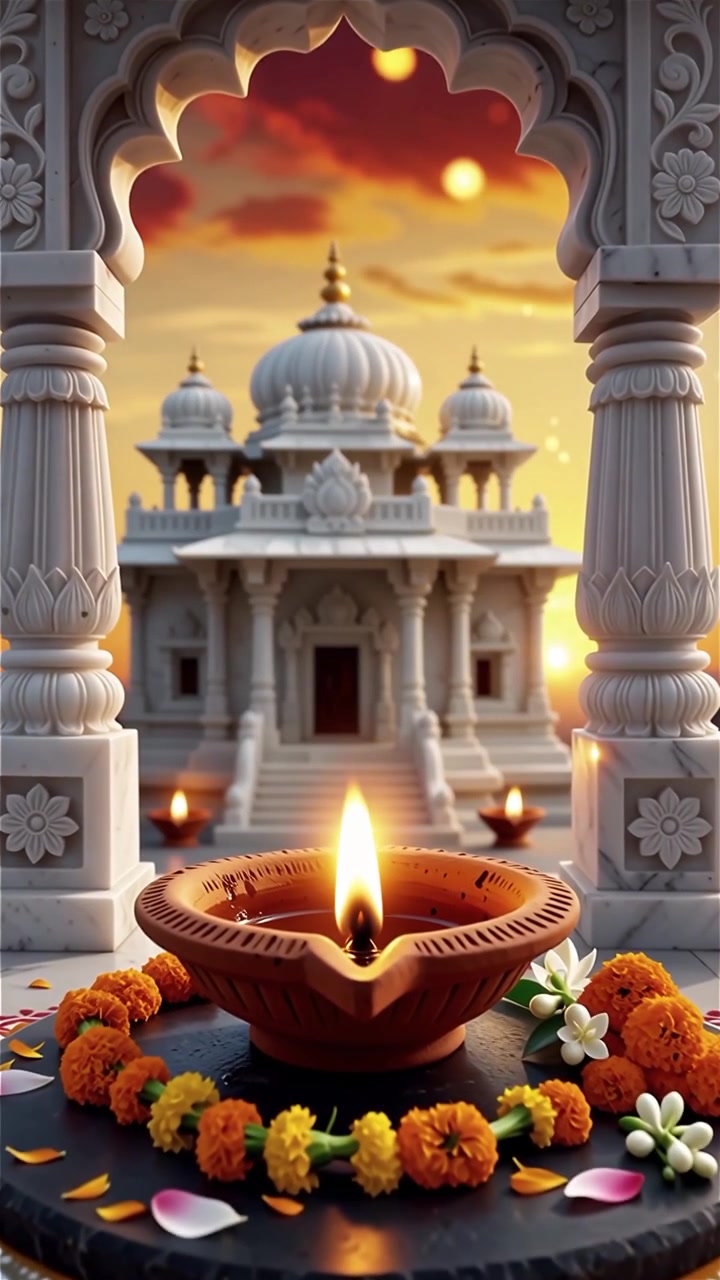 Sfondo del Festival Diwali con lanterne e decorazioni tradizionali Diyas.