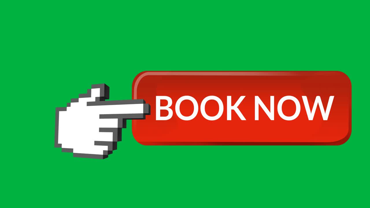 Book now button with pointing hand 4k