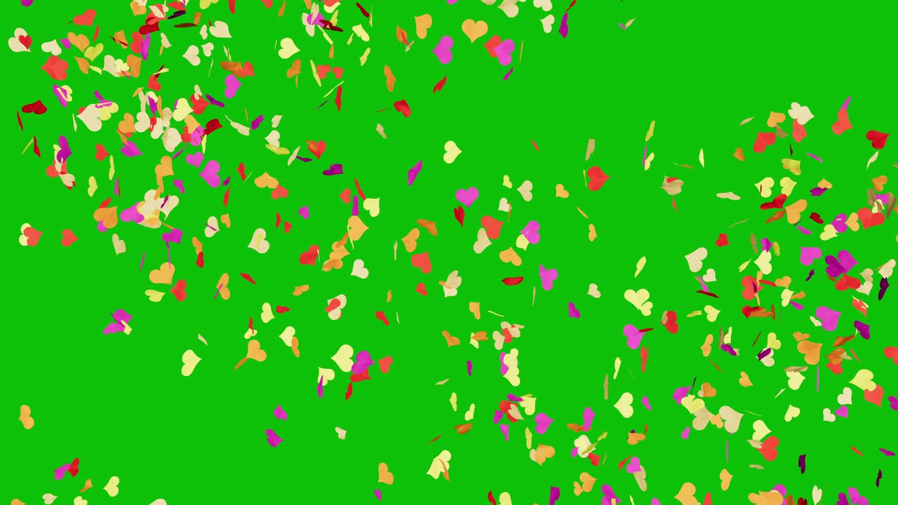 콘페티 심장 샤워