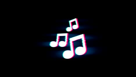 music song chords symbol on glitch retro vintage animation.