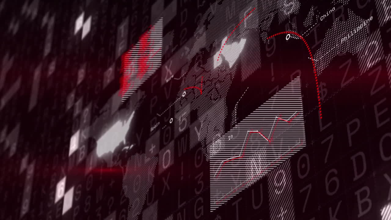 黒い背景の上でデジタルデータ処理のアニメーション