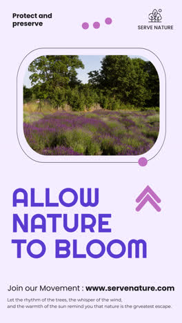 purple lavender field with nature preservation slogan