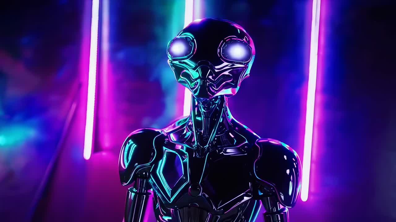 Alien Robot in Neon Light