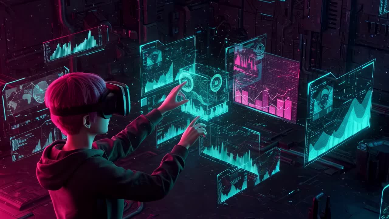 Exploring virtual reality technology through interactive data visualization in a futuristic environment