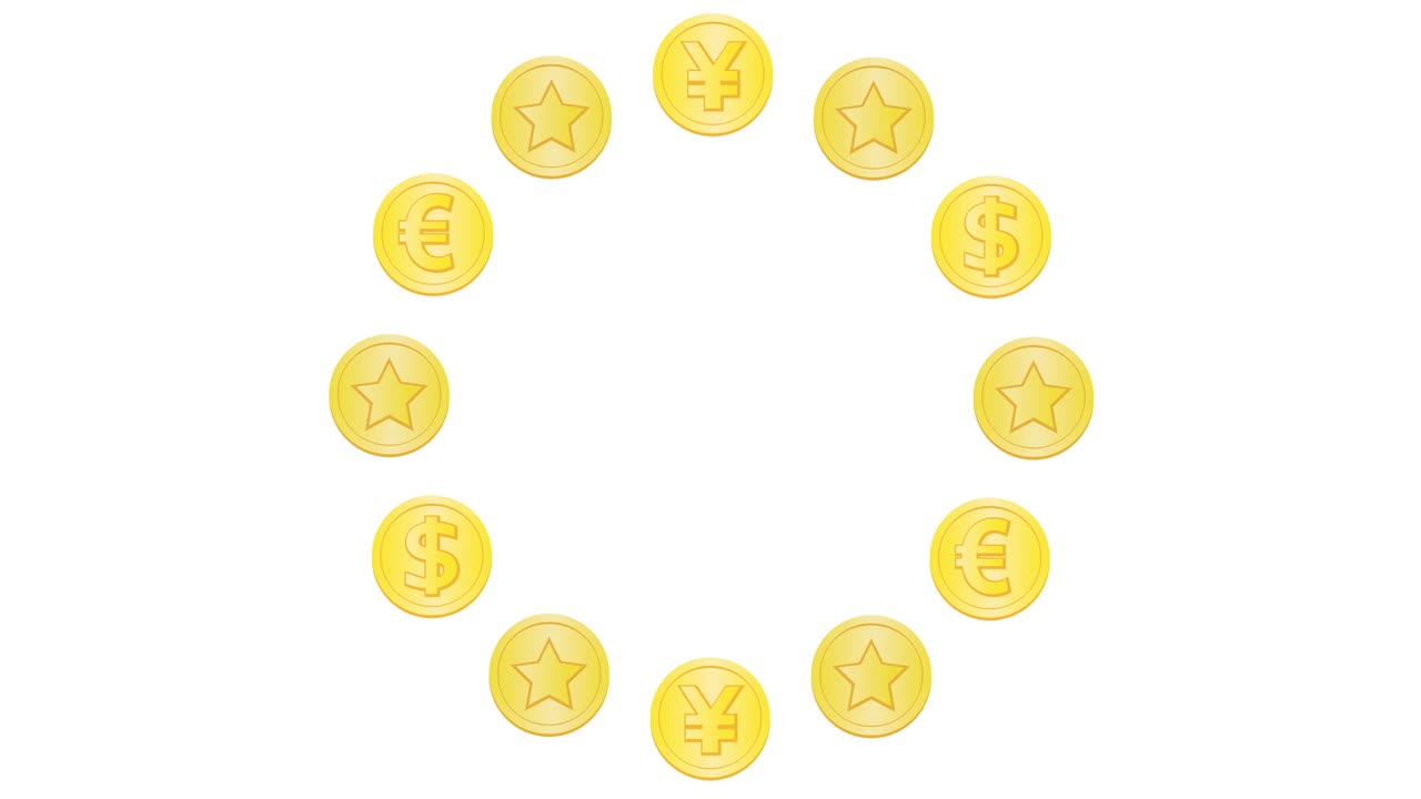 las monedas de dólar, euro y yen están girando.