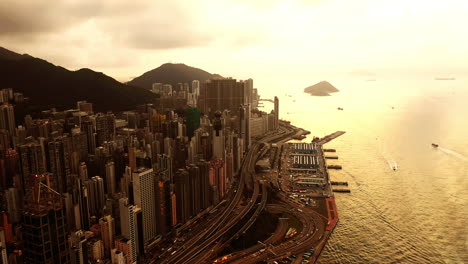 hong kong cityscape at sunset