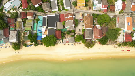 Mae-nam-neighborhood-in-Koh-samui,-thailand,-aerial-downwards-view