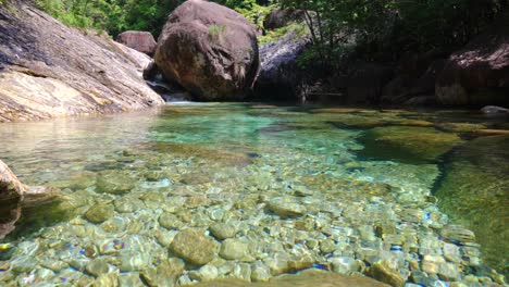 clear river, underwater photography, light and shadow flowing with the waves, very beautiful