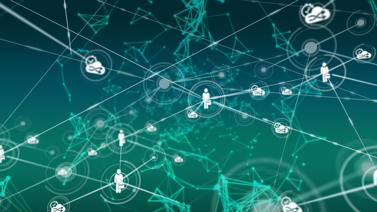 animación del procesamiento de datos sobre un fondo azul