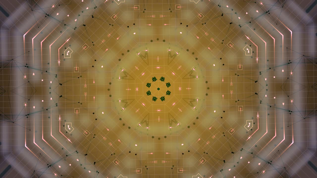 은 빨간색 배경 위에 흥미로운 패턴을 형성하는 전자 보드의 순수하게 루프 미래주의.