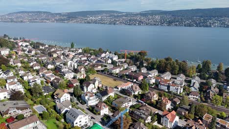 zurich switzerland city life and lake view zürichsee 4k drone