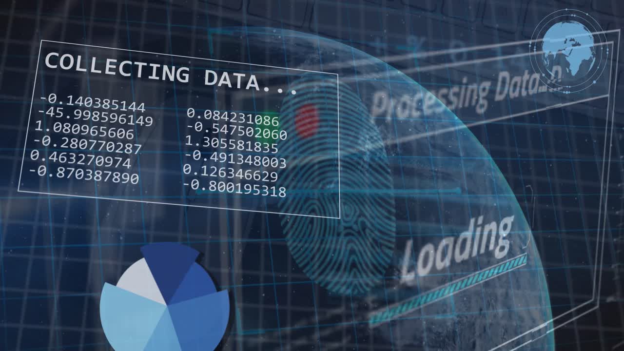 animación del procesamiento de datos financieros en todo el mundo