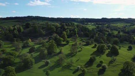 elmley castle hill old ruins site beautiful evening uk aerial landscape spring season green wooded north cotswolds worcestershire