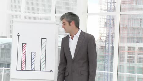 ambitious businessman presenting statistics