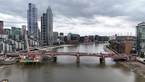 vauxhall bridge river thames london aerial view 4k footage