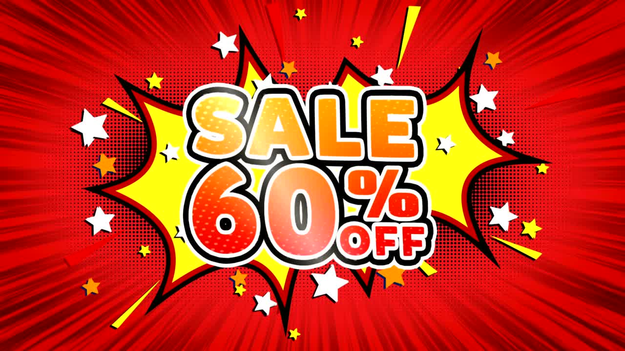 venta de 60 palabras retro de dibujos animados burbujas de bucle sin costuras