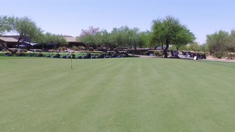 pan across the practice green at greyhawk golf course, scottsdale, arizona